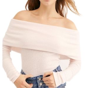 Free People We The Free Snowbunny Off The Shoulder Long Sleeve Ribbed Top L